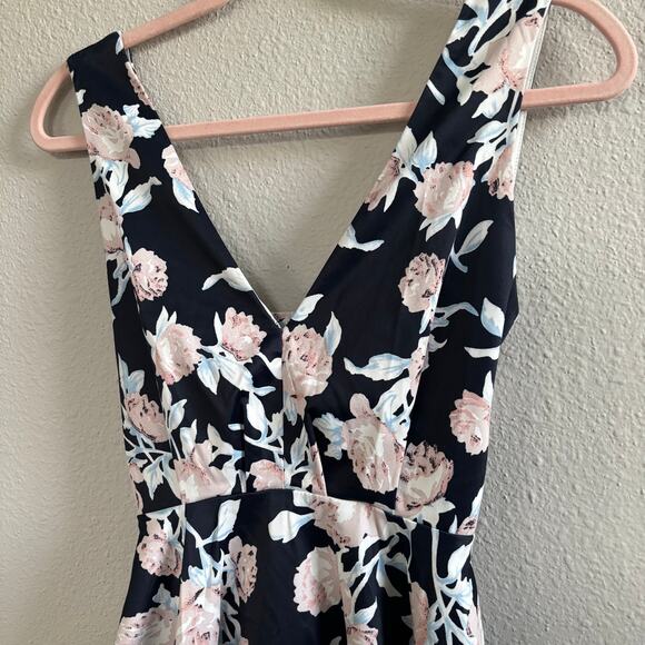 Akira Chicago Black Label Floral Print A-Line Mini Dress Women's Size Medium - Picture 2 of 9